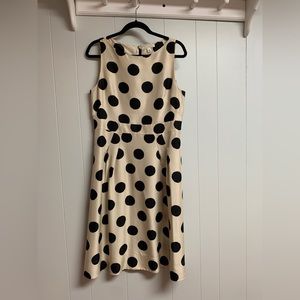 Banana Republic black and cream polka dot silk dress. Size 12.